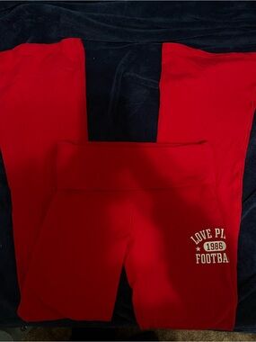 PINK Victoria's Secret Red Womens Leggings with White Side Print